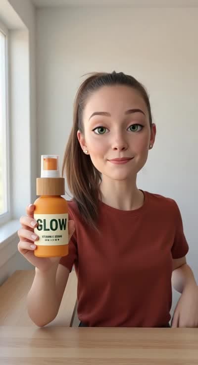 Character Studio clip: a stylized character holding the customer's own product